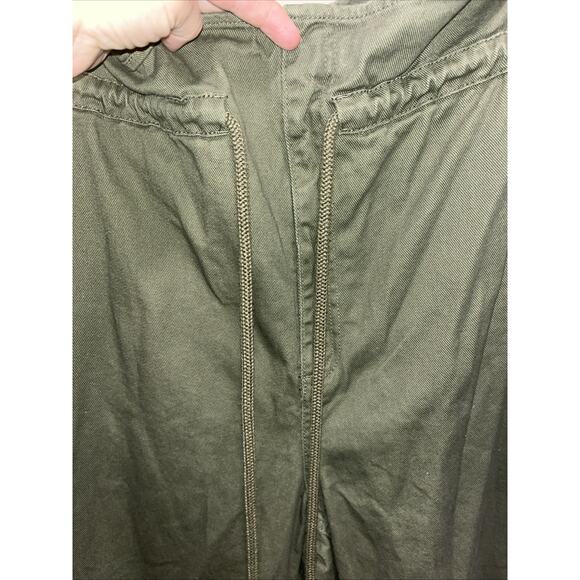 Future Collective Women Straight Leg Eyelet Olive Green Pants 14 Paperbag Waist - Picture 3 of 12